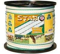 Kerbl STAR 441503 Ruban de clôture de pâturage Blanc/vert 10 conducteurs Longueur 200 m Largeur 40 mm