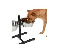 Kerbl Support à gamelles double pour chien - 2 écuelles inox de 1,8 L - Pied PVC 43 cm