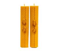 KERC - Bougies en miel - 100 % écologiques et artisanales - Lumière naturelle pour purifier les espaces - Rituel, décorer et offrir - 2 bougies décoratives - sans toxiques faites à la main (enroulées