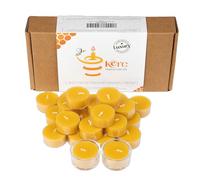 KERC - Bougies en miel, 24 bougies chauffe-plat + 2 bougeoirs en verre. Petite bougie au miel pour 96 h de lumière. Bougie naturelle 100 % douce parfumée. Purifier les espaces, cadeaux spirituels et