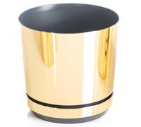 KERD Pot De Fleur Rond 21 cm Or Brillant - Plastique Recy coré Manuellement - avec Soucoupe - Drainage Intégré - Brillant - Fabriqué en Europe