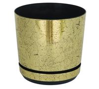 KERD Pot de Fleurs d'Intérieur 16 cm, Cache-Pot Décoratif Rond Couleur Vieil Or, avec Soucoupe, en Plastique 100% Recyclé