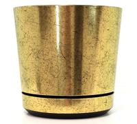 KERD Très Grand Pot de Fleurs d'Intérieur 32 cm, Cache-Pot Géant Couleur Vieil Or, avec Soucoupe, Plastique 100% Recyclé