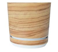 KERD Très Grand Pot de Fleurs d'Intérieur Décoratif 32 cm, Style Naturel et Zen Couleur Bambou, Effet Bois Clair pour Plantes, Rond avec Soucoupe, Fabriqué en Europe, Plastique Recyclé