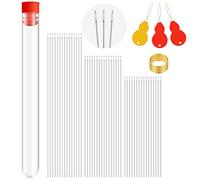 KERDEJAR 65 pièces Aiguilles de Perles de rocaille 3 Tailles Extra Fines Fines Aiguilles à Broder de Perles avec enfileurs d'aiguille Outils de Fabrication de Bijoux Argent