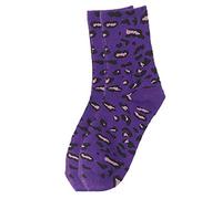 KerDejar Chaussettes vintage pour femme avec imprimé léopard - En coton - Violet