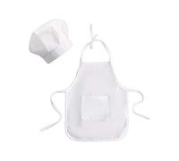 KERDEJAR Tablier de Chef et Chapeau - 2 Pièces Mignon Bébé Costume Cuisinier Blanc - Accessoire de Photographie pour Nouveau-né et Enfants