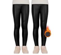 KEREDA Leggings Filles Thermo Doublé Thermoleggings Hiver Chaud Similicuir 2 Pack