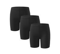 KEREDA Lot de 3 paires de shorts de cyclisme en coton pour fille, Noir , 9-10 ans