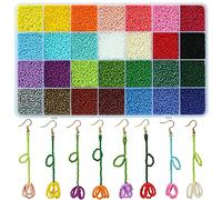 KERGAEN Perles de rocaille de 2 mm, 28 couleurs, environ 22 400 pièces dans une boîte à 28 compartiments, perles rondes en verre 12/0 pour la fabrication de bijoux