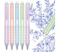 KERIFI Lot de 5 stylos effaçables à encre gel effaçable de 0,5 mm avec caoutchoucs à l'extrémité, marqueurs à friction thermique avec gomme, écriture manuscrite pour fournitures scolaires et de bureau