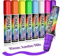 KERIFI Marqueurs à craie liquide, 8 Stylo Craie Effaçable, 10mm Pointe Réversible marqueurs à craie pour tableaux noirs, tableau, fenêtre, verre à encre effaçable, Miroir, Bois