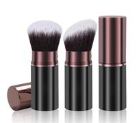 Keriloo Kabuki Lot de 2 pinceaux de maquillage rétractables pour fond de teint en poudre, fard à joues, blush, blush, bronzage, polissage, crème solaire, cosmé