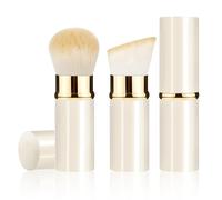 Keriloo Lot de 2 pinceaux de maquillage rétractables Kabuki de voyage pour fond de teint, fard à joues pour estomper liquide, blush, bronzant, polissage, crème solaire, cosmétiques impeccables