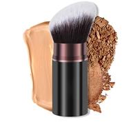 Keriloo Pinceau de maquillage rétractable Kabuki, pinceau pour fard à joues, poudre, fond de teint, pinceau de maquillage pour estomper liquide, blush, bronzant, polissage, crème solaire, cosmétiques