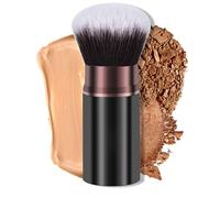 Keriloo Pinceau de maquillage rétractable, pinceau de maquillage Kabuki de voyage pour estomper liquide, fond de teint, blush, bronzer, polissage, crème solaire, cosmétiques impeccables