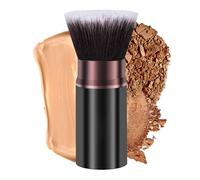 Keriloo Pinceau de maquillage rétractable, pinceau de voyage Kabuki pour fond de teint, fard à joues pour estomper liquide, cosmétiques impeccables, bronzant, polissage, crème solaire,