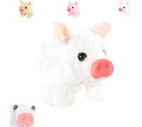 KERLYING Electric Pig Plush Realistic Toy, 2026 New Interactive Crawling Piglet, Lifelike Animated Walking Pig Plush Toy, with Sound and Motion Kids, Boys and Girls, Birthday Christmas (White)