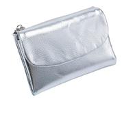 KERLYING Portefeuille Unisexe en CuirVéRitable, 13,5 Cm De Long, Porte-Monnaie Et Porte-Cartes, Pochette Unisexe avec Porte-Cartes Et Emplacements pour Billets (Silver)