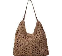 KERLYING Sacs à BandoulièRe En Paille Pour Femmes, Paille Sac Tissé à La Main, Sac à Main Tissé De Grande Taille Pour Les Loisirs En Bord De Mer (2025) (Khaki)