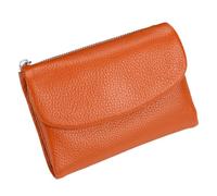 KERLYING Unisex Leather Wallet, 5.3In Short Genuine Leather Coin Card Holder, Unisex Clutch Bags with Credit Card Holder and Cash Slots (Orange)