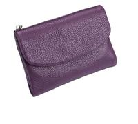 KERLYING Unisex Leather Wallet, 5.3In Short Genuine Leather Coin Card Holder, Unisex Clutch Bags with Credit Card Holder and Cash Slots (Purple)