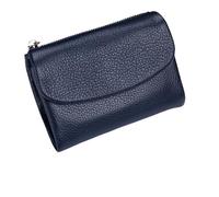 KERLYING Unisex Leather Wallet, 5.3In Short Genuine Leather Coin Card Holder, Unisex Clutch Bags with Credit Card Holder and Cash Slots (Dark Blue)