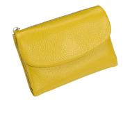 KERLYING Unisex Leather Wallet, 5.3In Short Genuine Leather Coin Card Holder, Unisex Clutch Bags with Credit Card Holder and Cash Slots (Yellow)