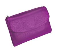 KERLYING Unisex Leather Wallet, 5.3In Short Genuine Leather Coin Card Holder, Unisex Clutch Bags with Credit Card Holder and Cash Slots (Bright Purple)