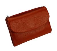 KERLYING Unisex Leather Wallet, 5.3In Short Genuine Leather Coin Card Holder, Unisex Clutch Bags with Credit Card Holder and Cash Slots (Brick Red)