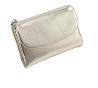 KERLYING Unisex Leather Wallet, 5.3In Short Genuine Leather Coin Card Holder, Unisex Clutch Bags with Credit Card Holder and Cash Slots (Gold)