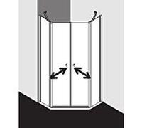 Kermi 5 douche d' angle Ibiza 2000 portes battantes 90x90x45x200cm, argent mat, ESG clair Clean