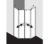 Kermi Cabine de douche pentagonale Pega PEF4309018VPK 90x90x185cm, argent brillant, verre de sécurité trempé clair