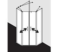 Kermi Cabine de douche pentagonale Pega PEF4509020VYK 90x90x200cm, verre de sécurité trempé argent brillant SR Opaco Clean