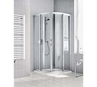Kermi cabine de douche quart de cercle Ibiza 2000 90x90x185 R: 50, argent, ESG Kermi Clea, porte coulissante
