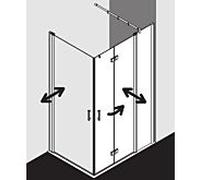 Kermi demi-porte d'entrée d' Diga avec champ fixe DIF2R12320VPK 123x200cm, argent brillant, TSG clear Clean, droite, sur la zone de douche