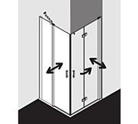 Kermi demi-porte d'entrée d' Diga avec panneau fixe DIEPL09018VPK 90x185cm, sur DW, argent brillant, verre de sécurité trempé clair, gauche