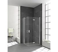 Kermi demi-porte d'entrée d' Diga avec panneau fixe DIEPL09318VAK 93x185cm, sur DP, argent brillant, TSG clair, gauche