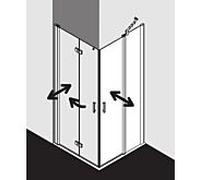Kermi demi-porte d'entrée d' Diga avec panneau fixe DIEPR07018VPK 70x185cm, sur DW, argent brillant, verre de sécurité trempé clair, droite