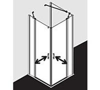 Kermi demi-porte d'entrée d' Liga avec panneau fixe LIEPL103181PK 103x185cm, argent mat brillant, verre de sécurité trempé clair, gauche, sur la zone de douche