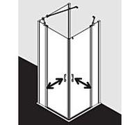 Kermi demi-porte d'entrée d' Liga avec panneau fixe LIEPL075201AK 75x200cm, brillant argent mat, TSG transparent, gauche, sur receveur de douche