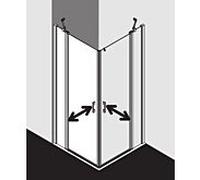 Kermi demi-porte d'entrée d' Liga avec panneau fixe LIEPL100181AK 100x185cm, brillant argent mat, TSG transparent, gauche, sur receveur de douche