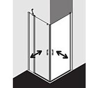 Kermi demi-porte d'entrée d' Liga avec panneau fixe LIEPL120201PK 120x200cm, brillant argent mat, TSG clear clean, gauche, sur receveur de douche
