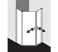 Kermi douche pentagonale Pega PE45L09020VZK 90x90x200cm, argent brillant TSG SR Arena C Clean, gauche