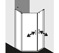 Kermi douche pentagonale Pega PE47L09020VUK 90x90x200cm, verre de sécurité trempé argent brillant SR Opaco, gauche