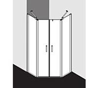 Kermi douche pentagonale Pega PEF5310020VUK 100x100x200cm, verre de sécurité trempé argent brillant SR Opaco