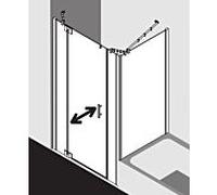 Kermi Filia XP porte battante 1 vantail avec panneaux fixes FX1GL13018VAK 130 x 185 cm, argent brillant, ESG clair, gauche, sur receveur de douche