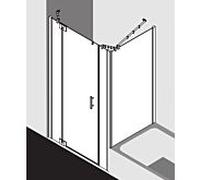 Kermi Filia XP porte battante 1 vantail avec parties fixes FX1GL15320VPK 153 x 200 cm, argent brillant, ESG clair Clean, à gauche, côté douche