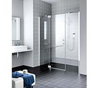 Kermi Filia XP porte battante 2000 - battante avec panneaux fixes FX1GL18020VAK 180 x 200 cm, argent brillant, TSG clair, gauche, sur receveur de douche