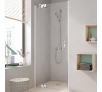 Kermi Filia XP porte battante avec panneau fixe pour niche FX1TL09020VAK 90x200cm, argent brillant, TSG clair, gauche